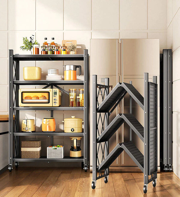 Joybos® Foldable Storage Shelving Units Metal on Wheels Casters