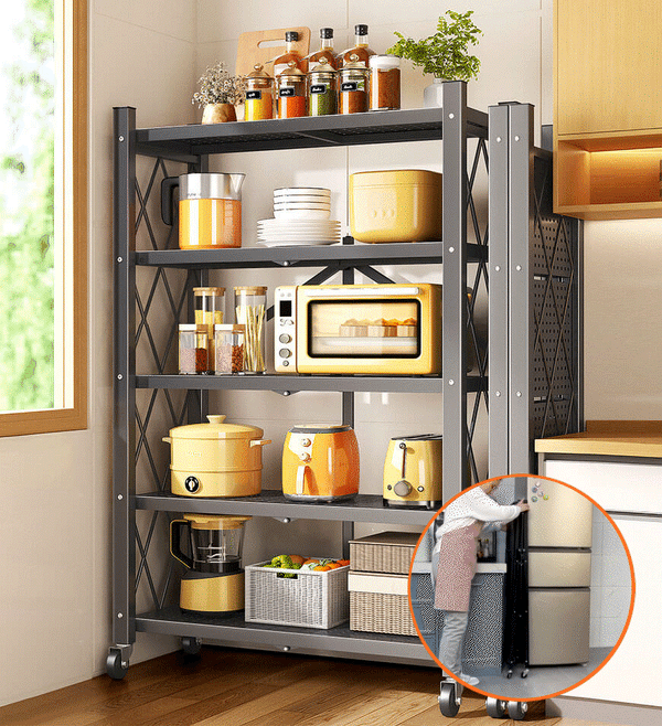 Joybos® Foldable Storage Shelving Units Metal on Wheels Casters